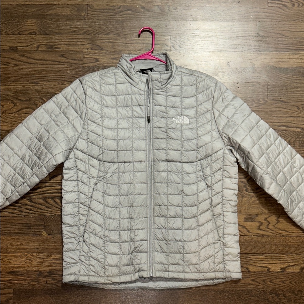 The North Face Light Gray thermoball Quilted Jacket